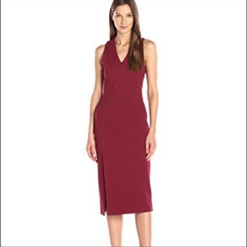 A/X Armani Exchange Slit Sheath Midi Dress in Burgundy S